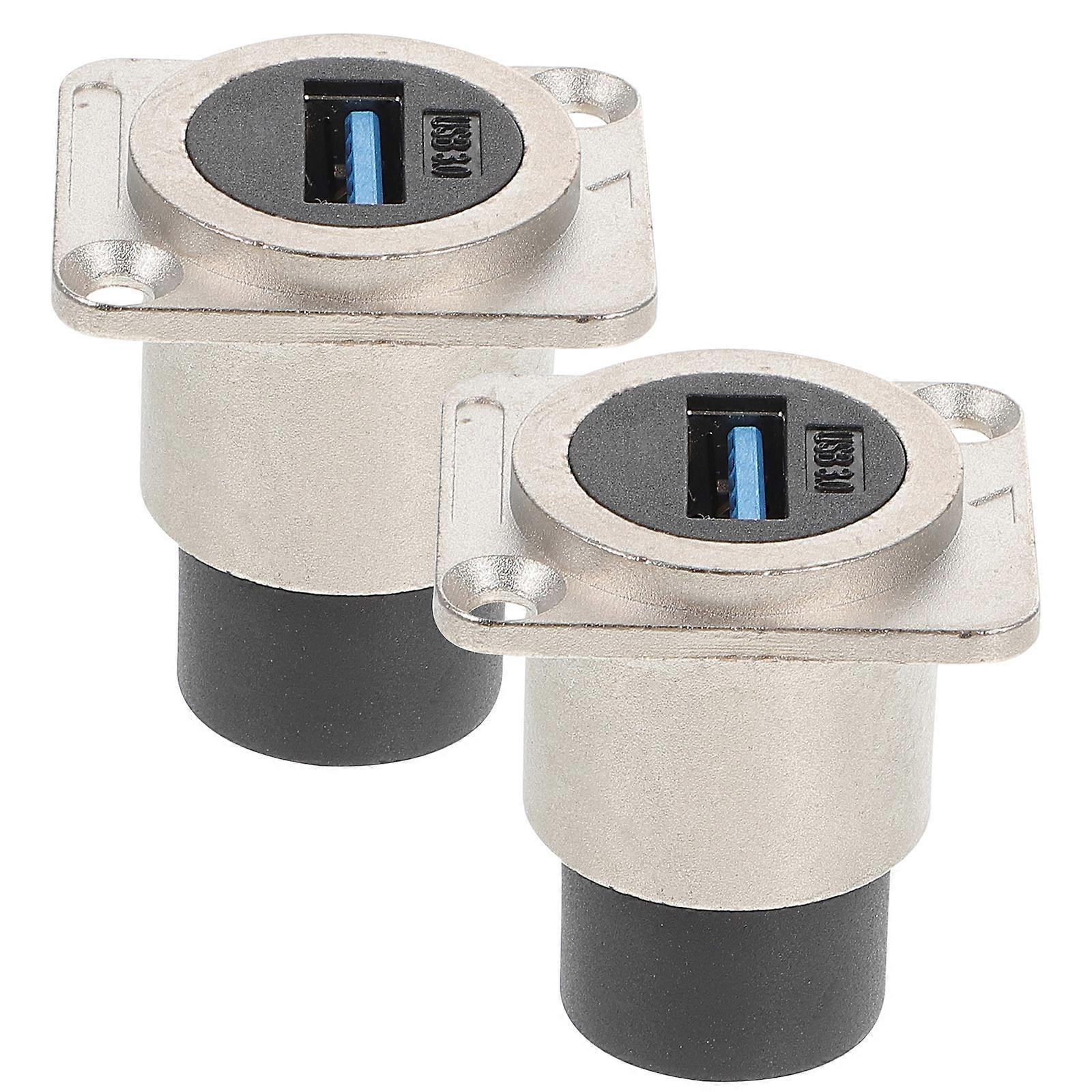 2 Pcs Socket Adapter Cable Pass Through Bulkhead Connector USB Connector Industrial Equipment Usb Flush Mount