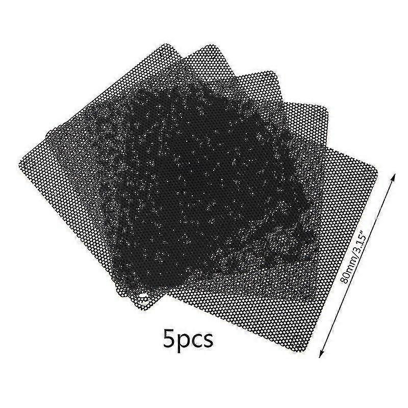 5pcs Pvc Fan Dust Filter Pc Dustproof Case Cuttable Computer 80mm Mesh Black