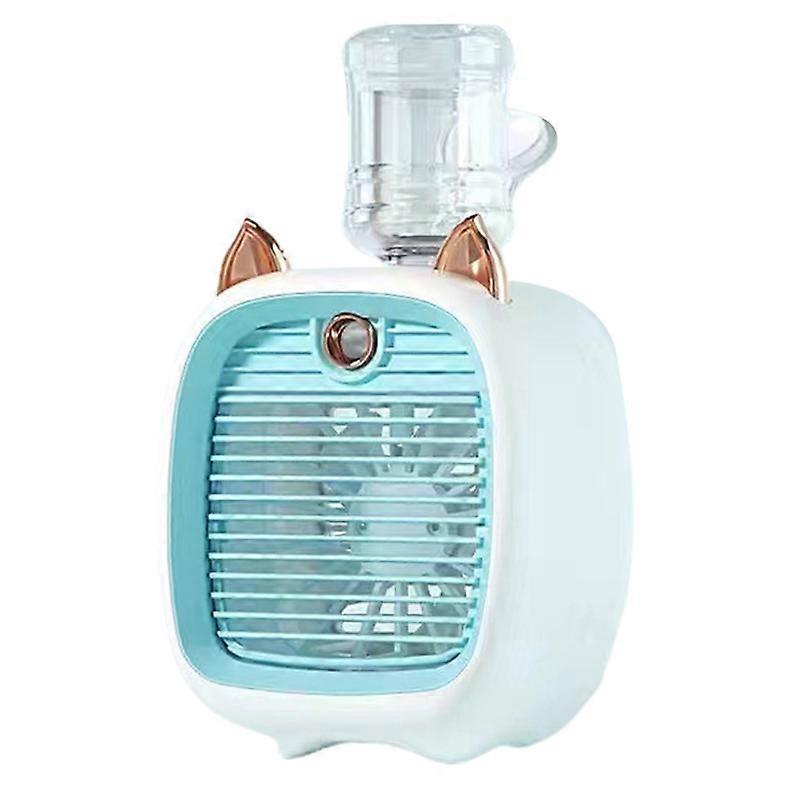 1 Set 1200mAh 3 Speeds Intermittent/Continuous Misting Cute Shape Small Fan Mute Strong Wind USB Rechargeable Desktop Fan for Office Qinhai