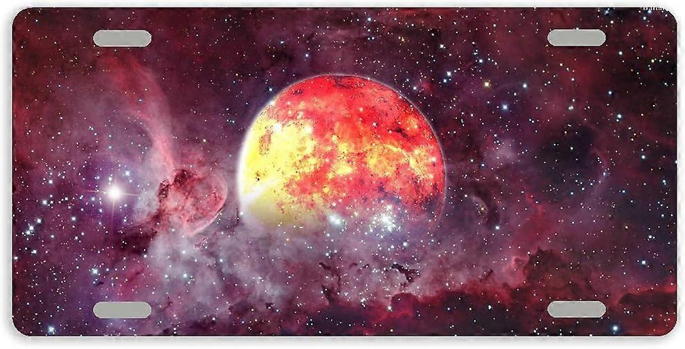 Capa de Placa de Licença de Carro de Metal Galaxy Moon com 4 Furos 12 x 6 Polegadas