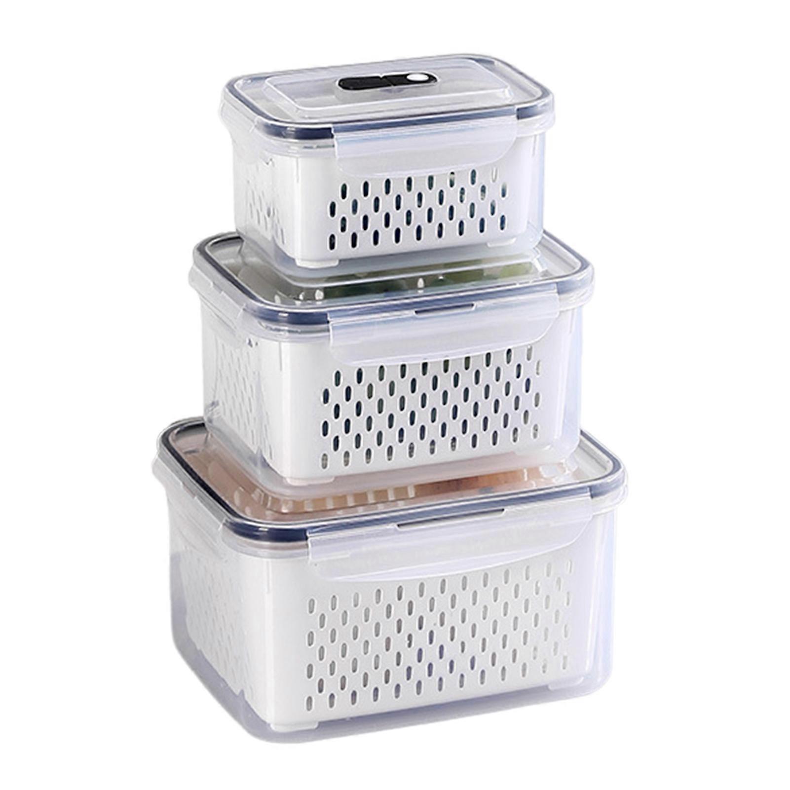 3/4/5Pcs Food Storage Box Large Capacity Double-Layer Design Food Grade BPA Free Fridge Vegetables Fruits Container with Transparent Lid Jikaix