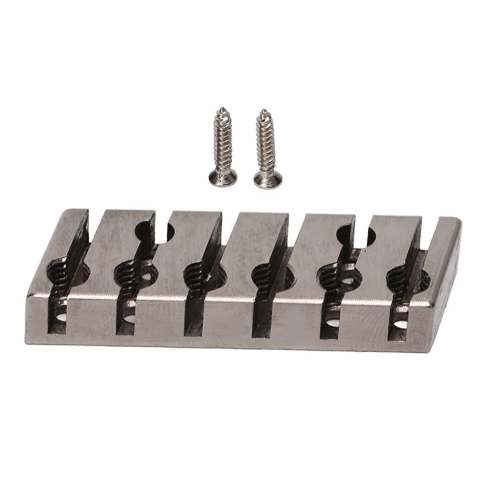 String Locking Nut 42mm Professional Silver Metal 6 String Locking Nut for Headless Electric Guitar