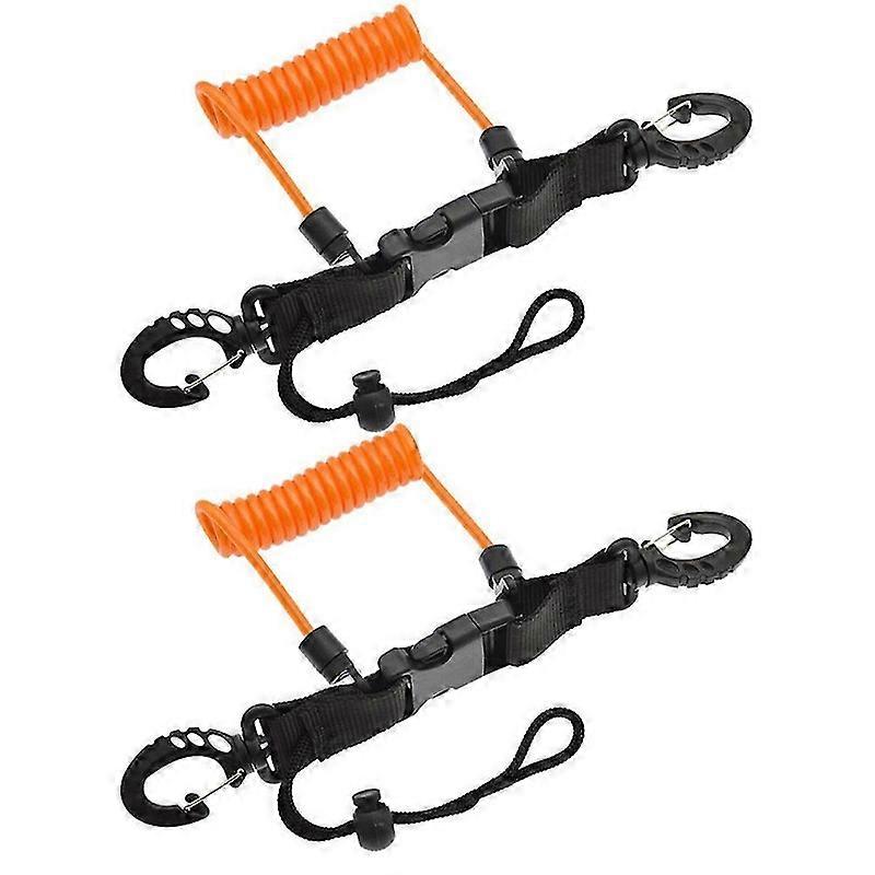 كاميرا الغوص فقدت حبل اليد Tpu الربيع الأسلاك الفولاذية حبل مضاد للضياع مع أبازيم سريعة التحرير على كلا الطرفين برتقالي