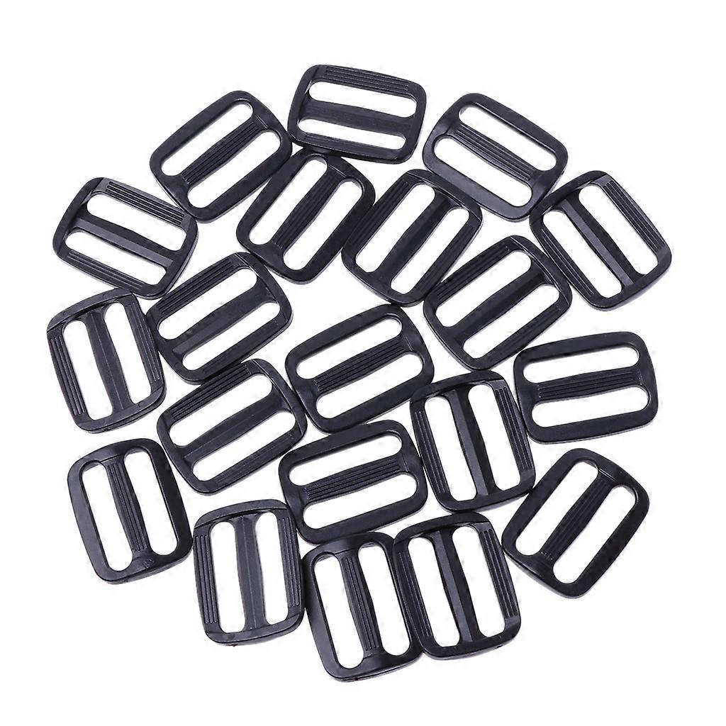  20st Plast Svart Kurva Tri-Glide Slider Justerbart Spänne För Väskor Webbing