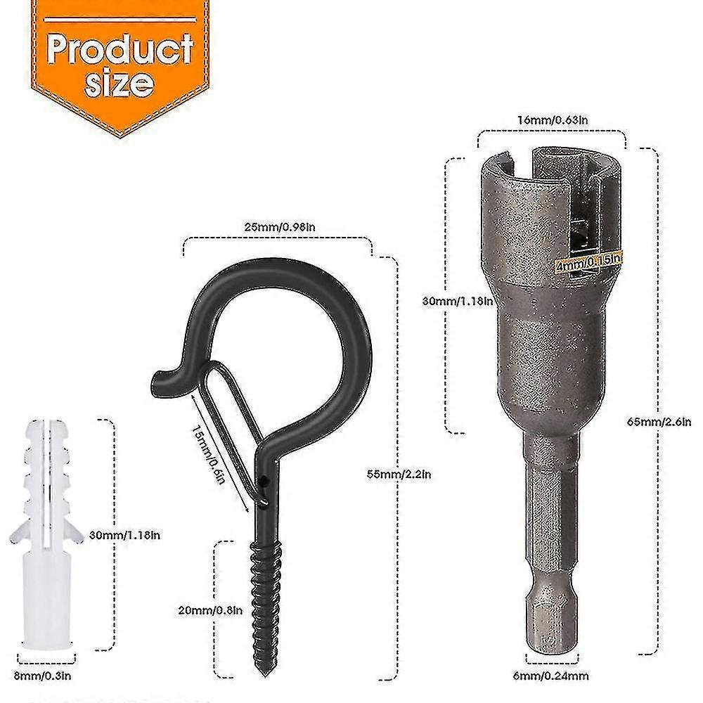 18 Set Q-hanger Hooks For Outdoor String Lights, Ceiling Hook Screw