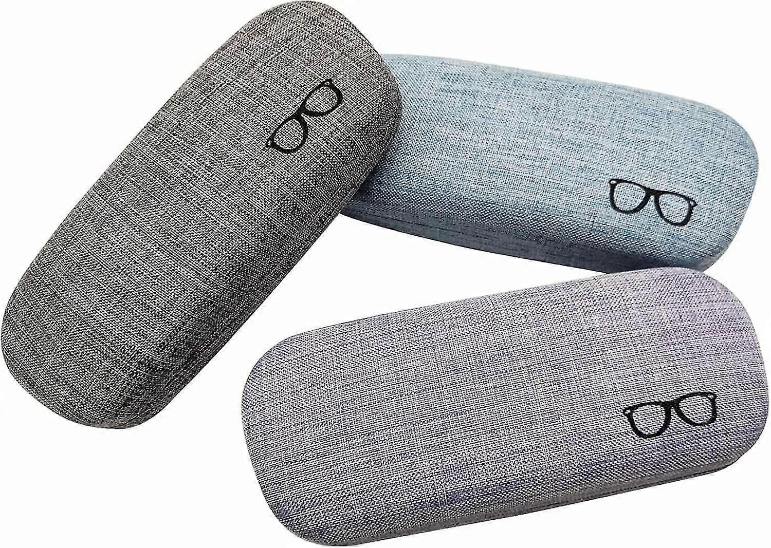 3pack Hard Shell Eyeglasses Case Protector Linen Fabrics Large Glasses Case Concise g20242944903
