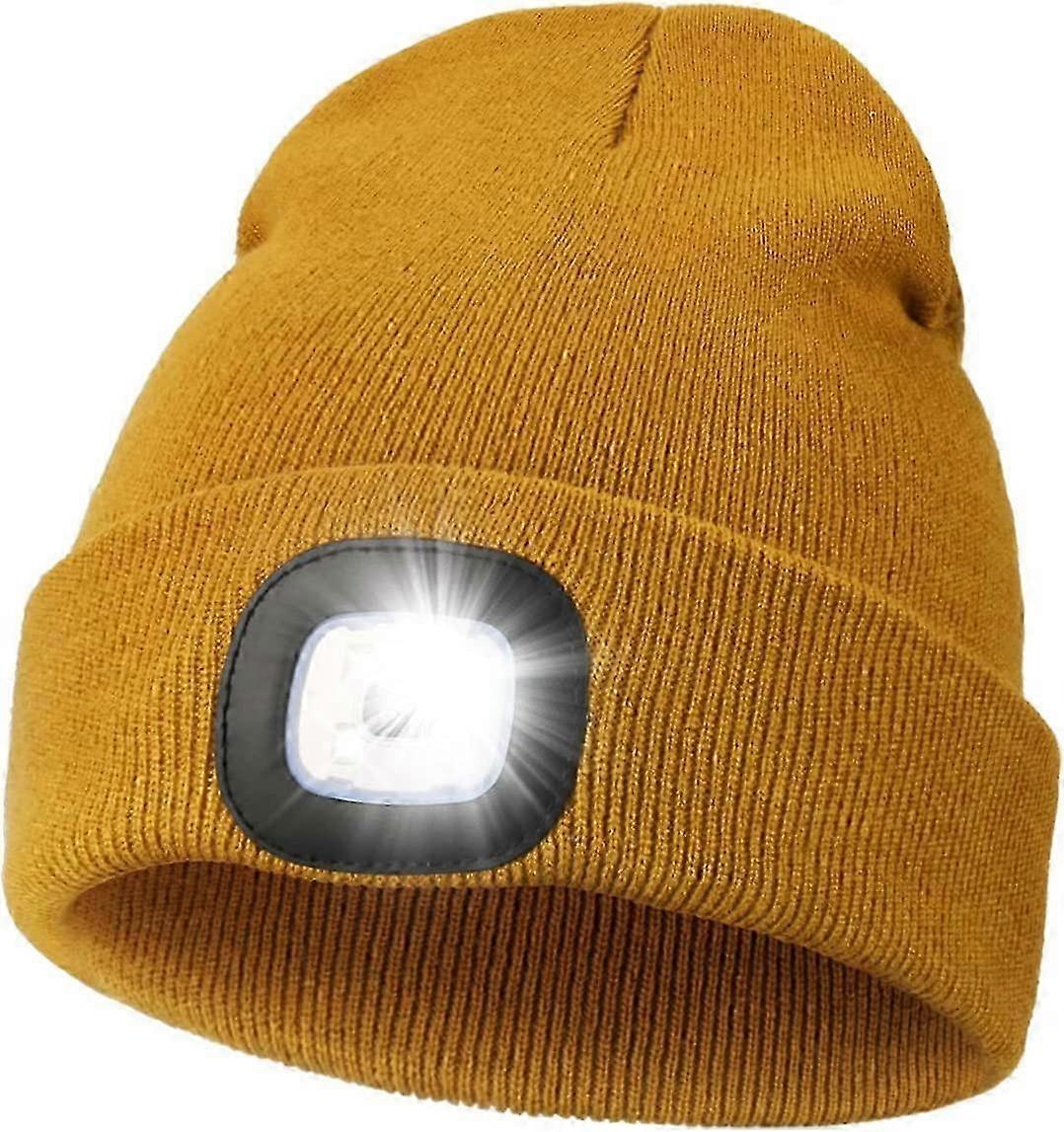 Beanie Hat with a Light, 4 LED Built in Head Torch Hats Hands Free Headlamp Cap