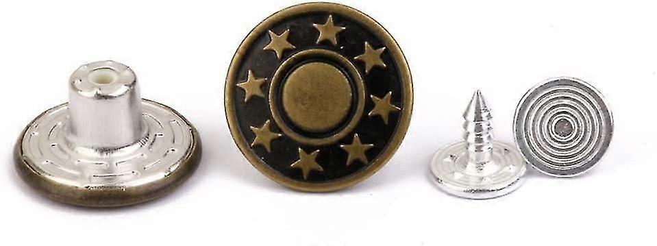 50pcs Jeans Button 17mm Stars Matte Jean Tack Buttons Kit Army Green