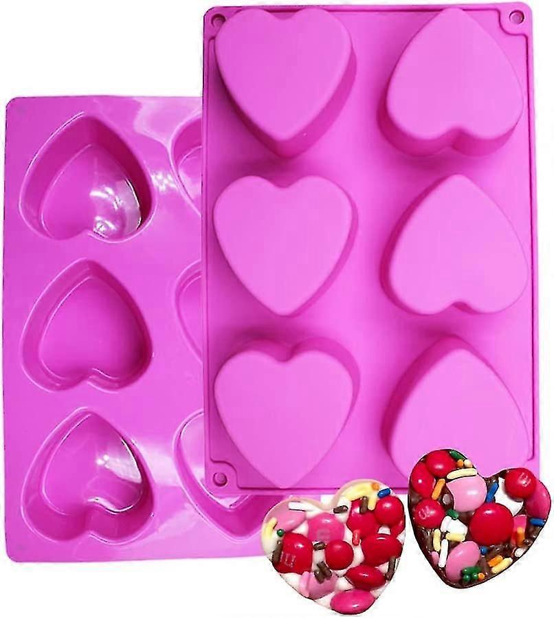 6 Holes Heart Shaped Silicone Mold For Chocolate Cake Jelly Pudding Handmade Soap Mould Candy Making Set Of 2,7558
