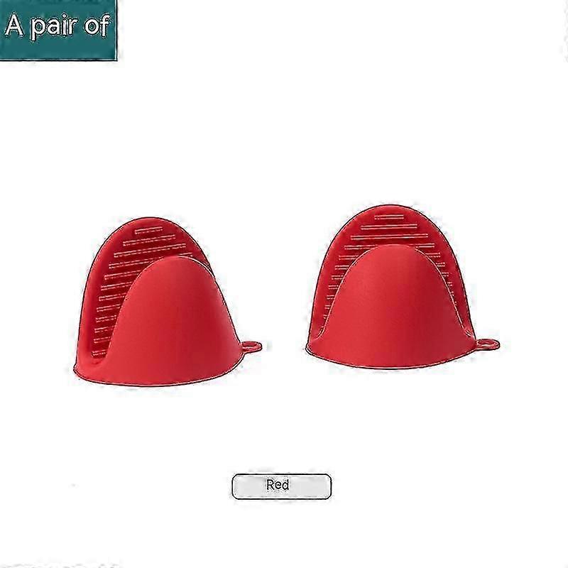 Red Silicone Oven Mitts - Insulated Baking Gloves (2 pcs)
