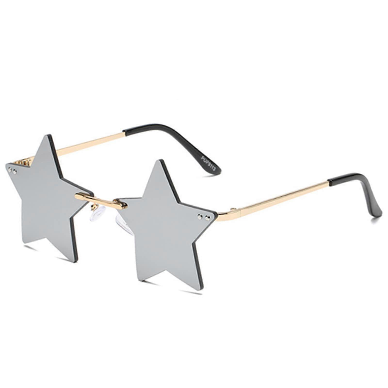 1-Pair Rimless Star Sunglasses, Vintage Pentagram Party Eyewear