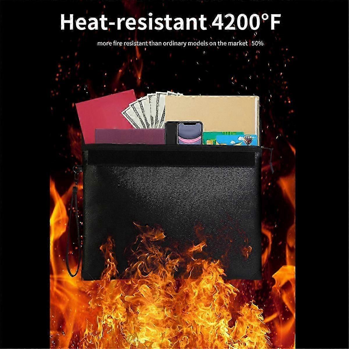 Fireproof Document Bag , Fireproof Safe Pouch with Zipper, Fireproof Waterproof Document Bag compatible with Storing File,Cash