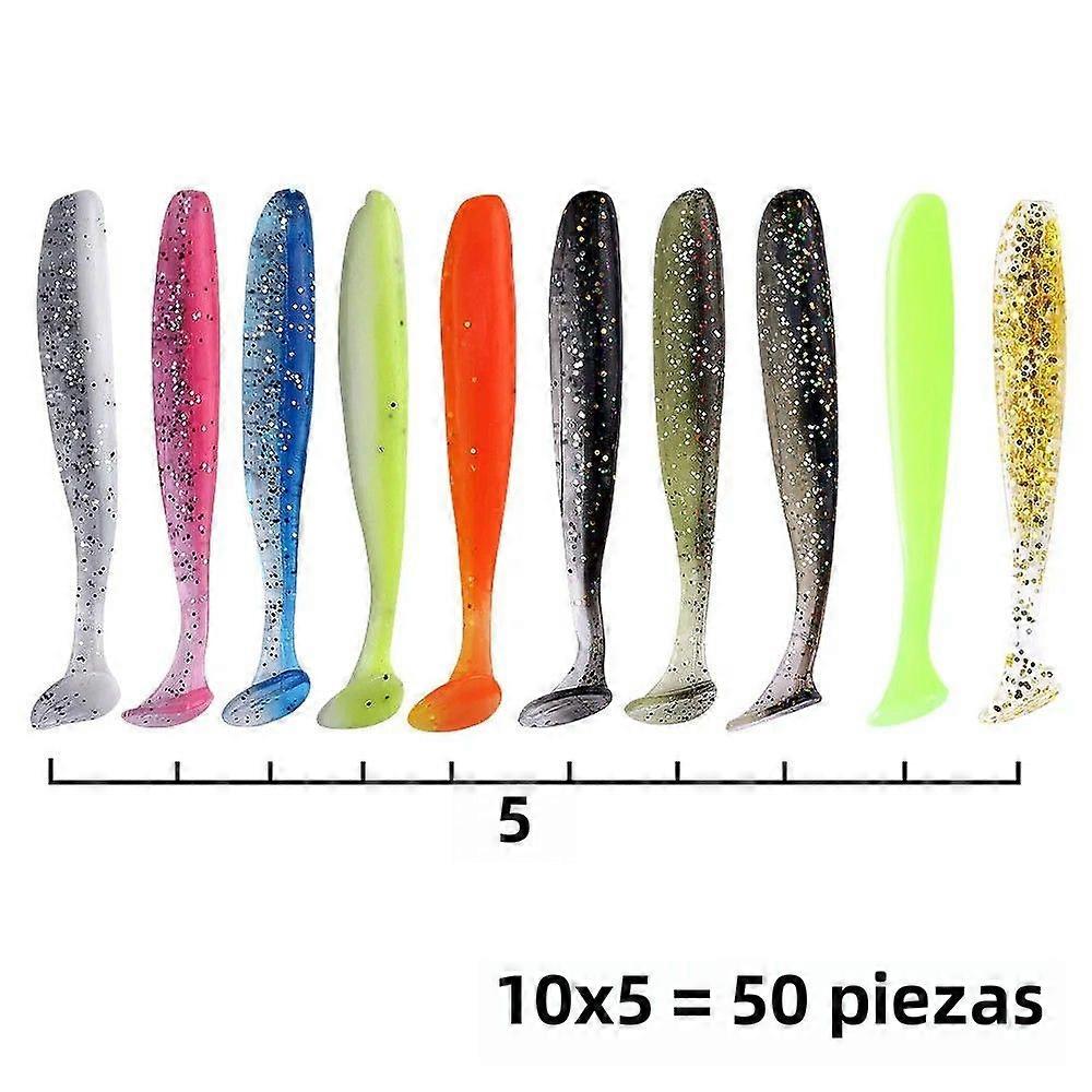 QXO 50Pcs Silicone Long Fishing Lures 7cm/10cm Wobbler Soft Lure Shad Worm Swimbait Streamer Spinnerbait Fishing Accessories in Ocean River Lake and M