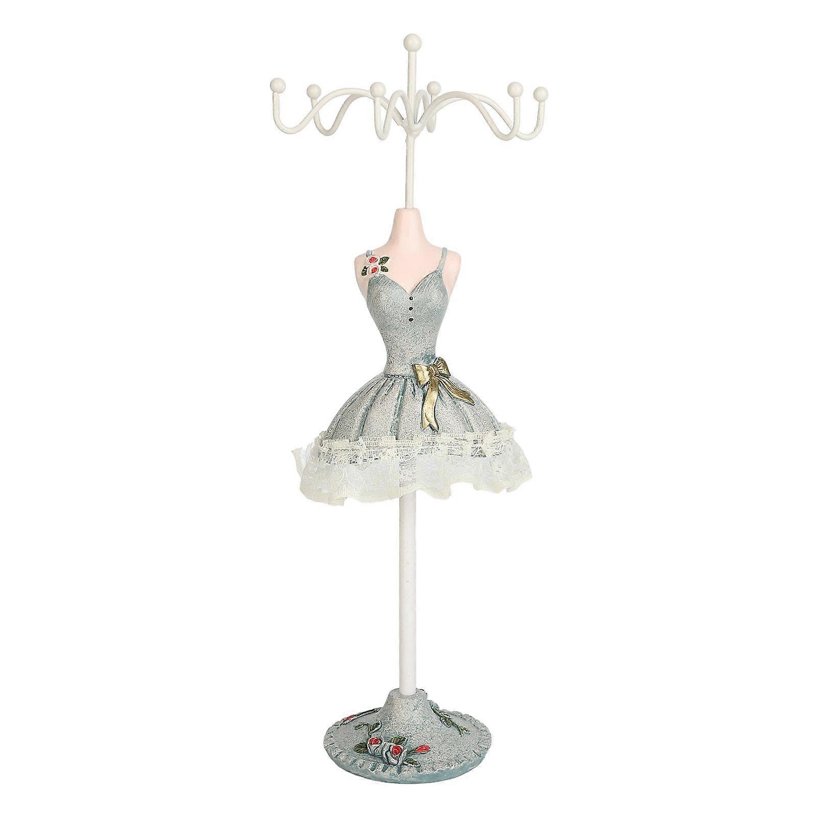Model Dress Jewelry Display Stand Resin Iron Space Saving Earring Necklace Hanging Mannequin Jewelry Display Rack Green