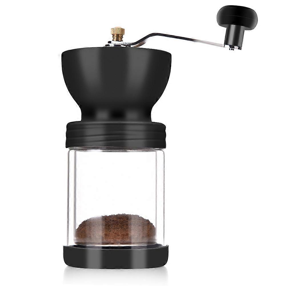 Glass Container Hand-Crank Manual Coffee Grinder Mill With Adjustable Grind Settings For Pour-Over And Kitchen Brewing
