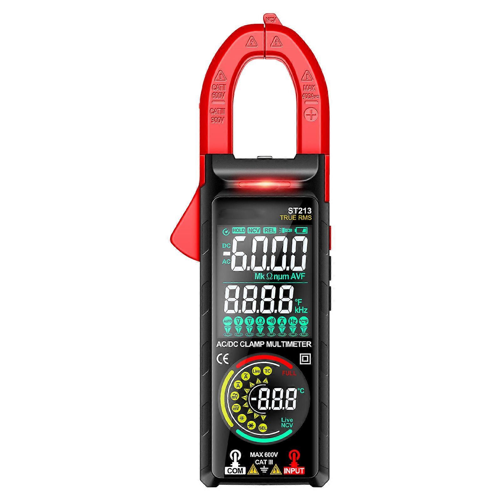ANENG Tester di corrente digitale a pinza amperometrica con multimetro retroilluminato a 6000 conteggi per test rosso
