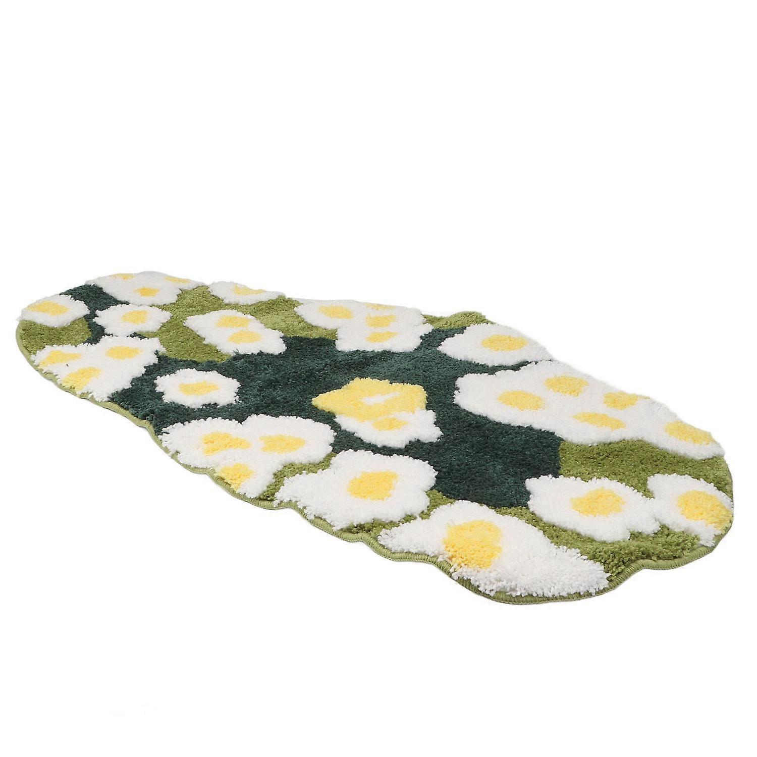 Moss Floral Rug 3D Soft Flock Water Absorbent Anti Slip Machine Washable Moss Carpet for Bathroom Be