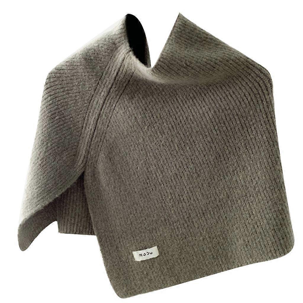 Solid Color Woolen Shoulder Wrap Winter Warmth High Neck Knitted Scarf Shawl