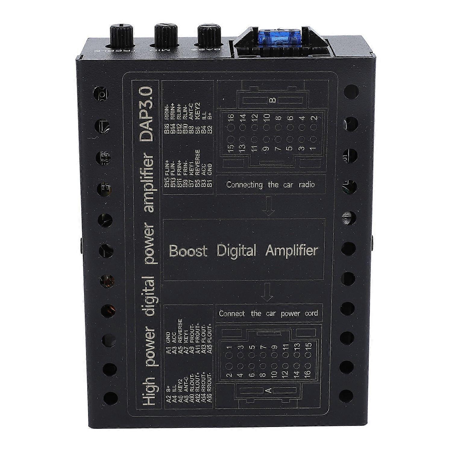 DC12V Car Amplifier 2/4 Ohm Stable Class AB Car DSP Amplifier Box for Car Sound Systems Matte Black