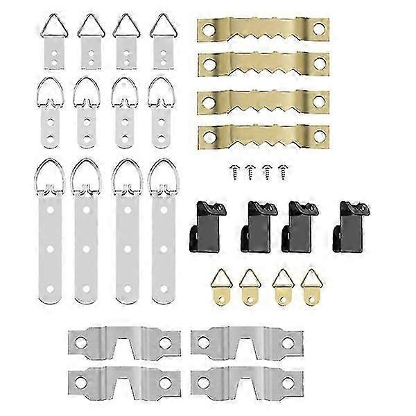 68 Pcs Frame Hanging Hooks for Wall Mount, Photo Hangers Kit, D Ring & Serrated Hooks with Screws