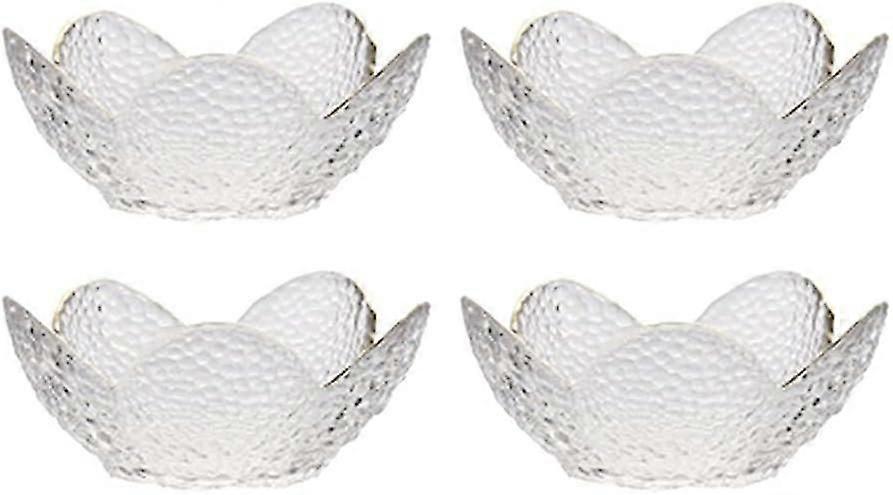 4pcs Glass Flower Shape Seasoning Dishes Dipping Bowls Appetizer Plates
