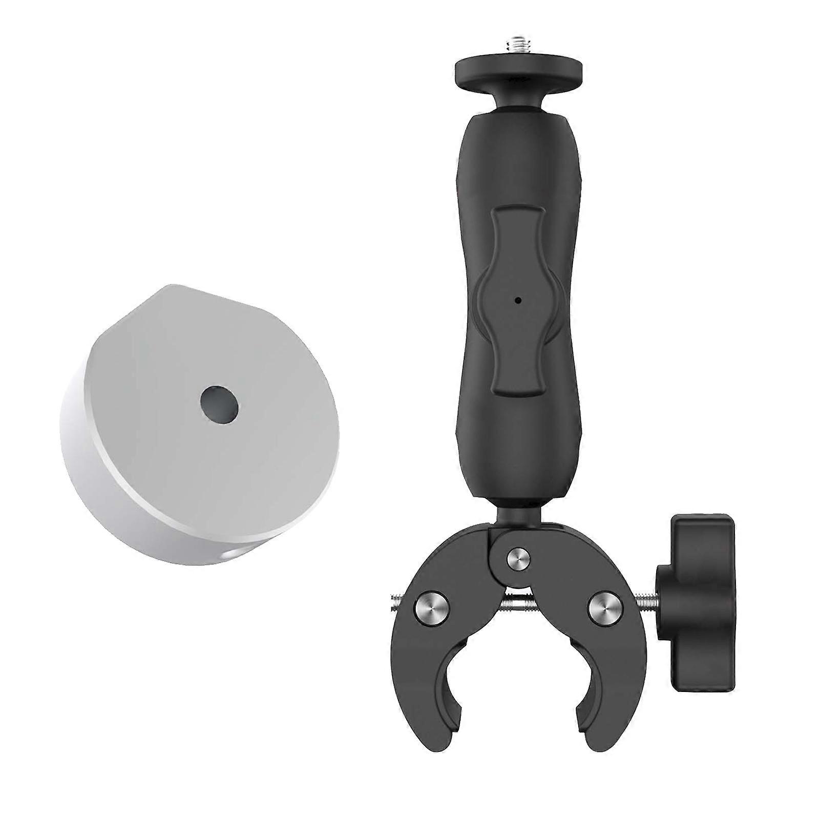 Pole Clamp Mount for Mini Satellite Device Universal Adjustable Angle Bracket with Adapter On RV Ladders Yacht Poles Mount and Silver Adapter