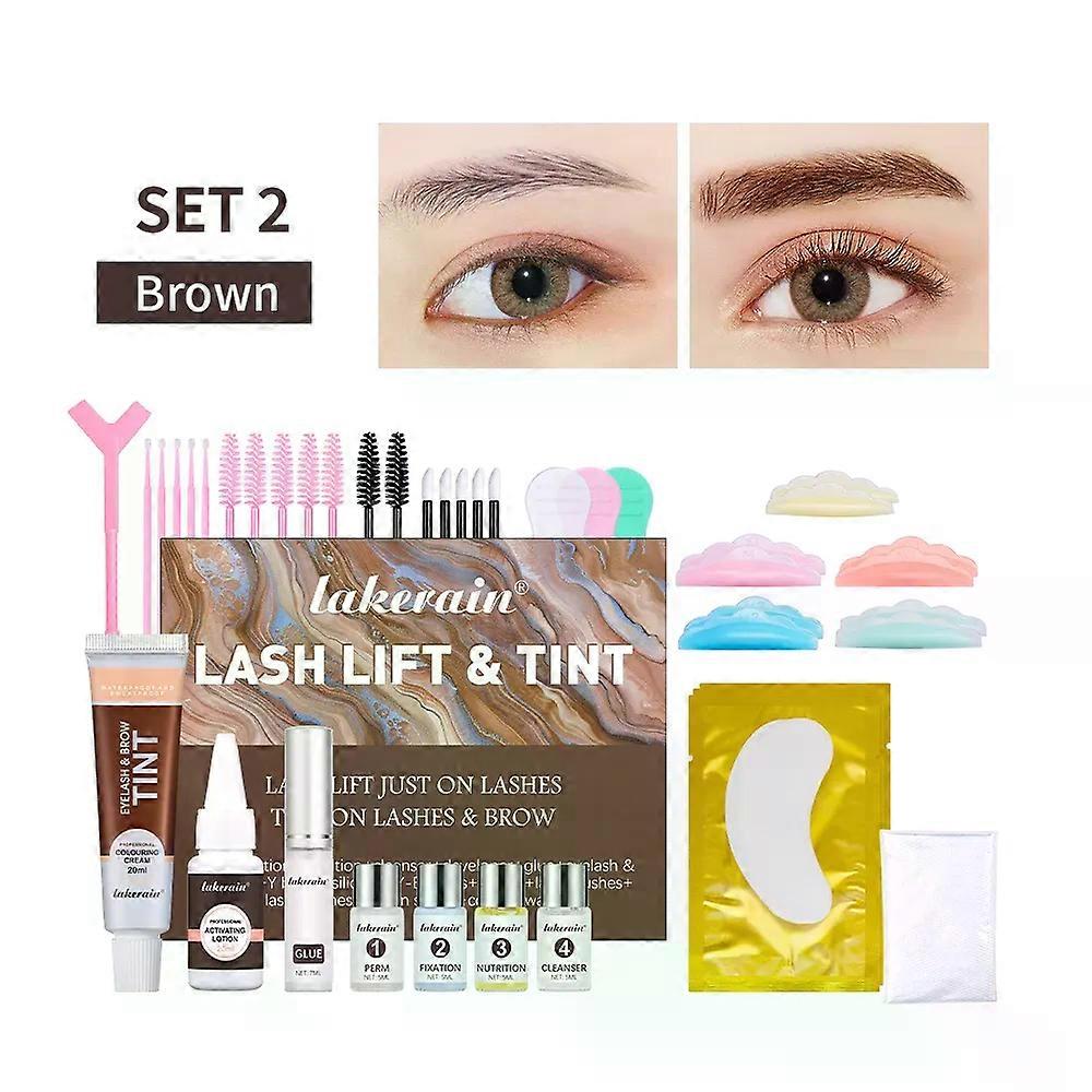 Kit de Lifting et Teinture de Cils Sourcil Semi-Permanent 2 Couleurs Professionnel Sourcil Lamination Lifting des Cils Perming Cils Maquillage des Sourcils