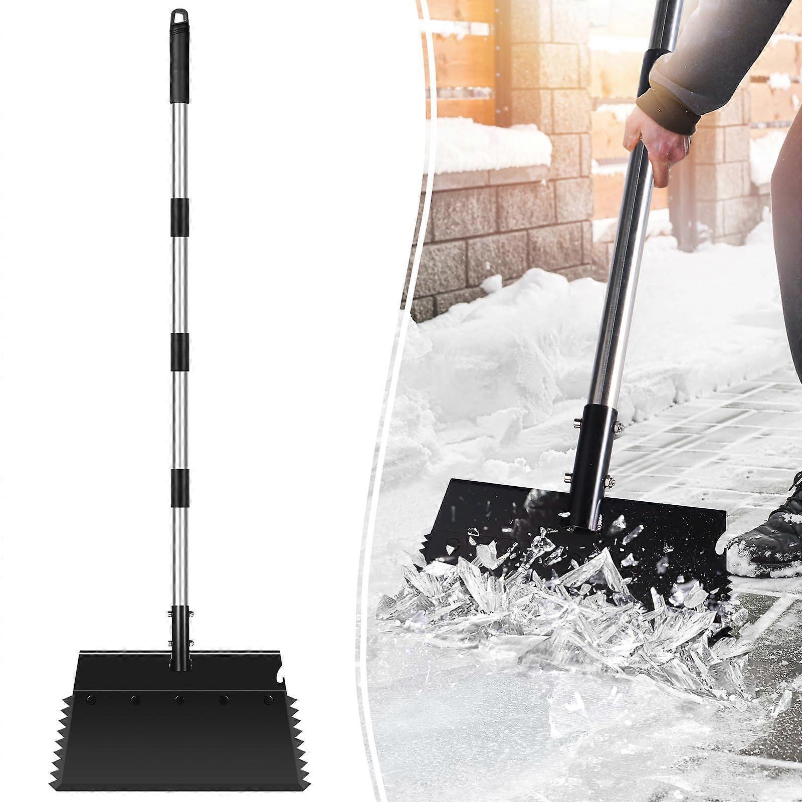 Adjustable Long Handle Ice Scraper 62 Inch for Driveway and Car Windshield, Heavy-Duty Durable Design