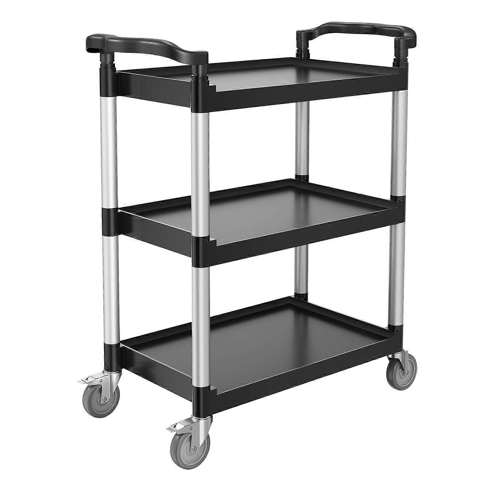 3-Tier Utility Cart with 300 lbs Capacity, Durable Plastic Design, 360 Swivel Wheels (2 Lockable), 24.4 x 16.1-inch Multipurpose Cart