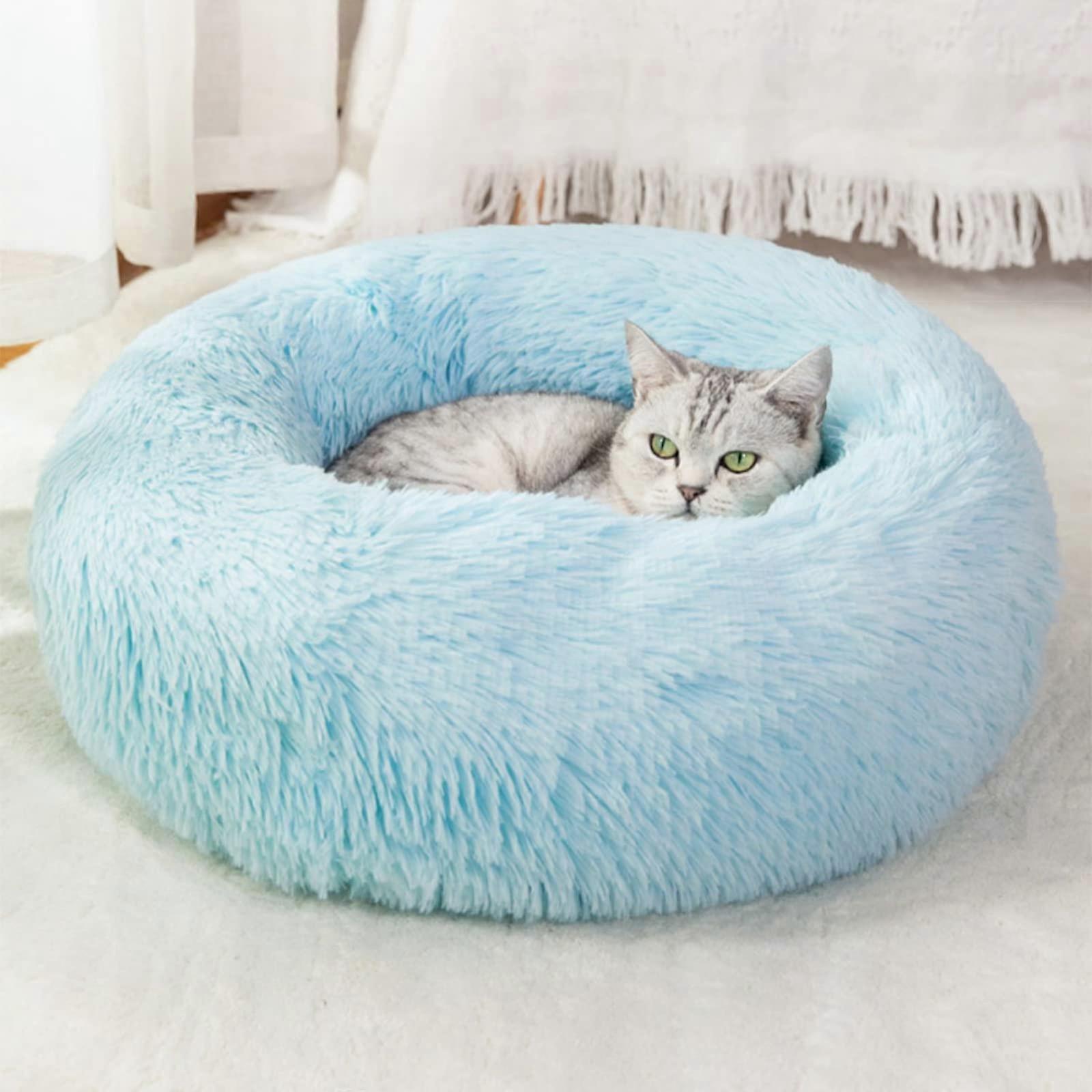 Washable Round Slip-Resistant Pet Bed Indoor for Cats 24 Inch