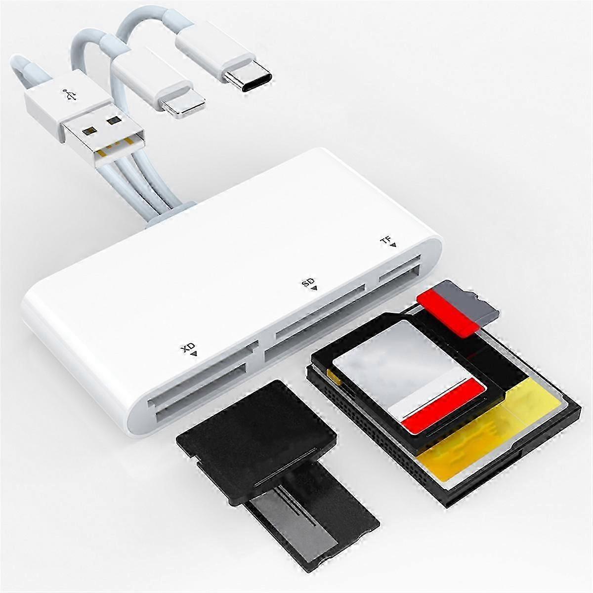 5-In-1 Memory Card Reader USB OTG Adapter TYPE-C Card Reader Support SD TF XD MS Card compatible with I-Phone/