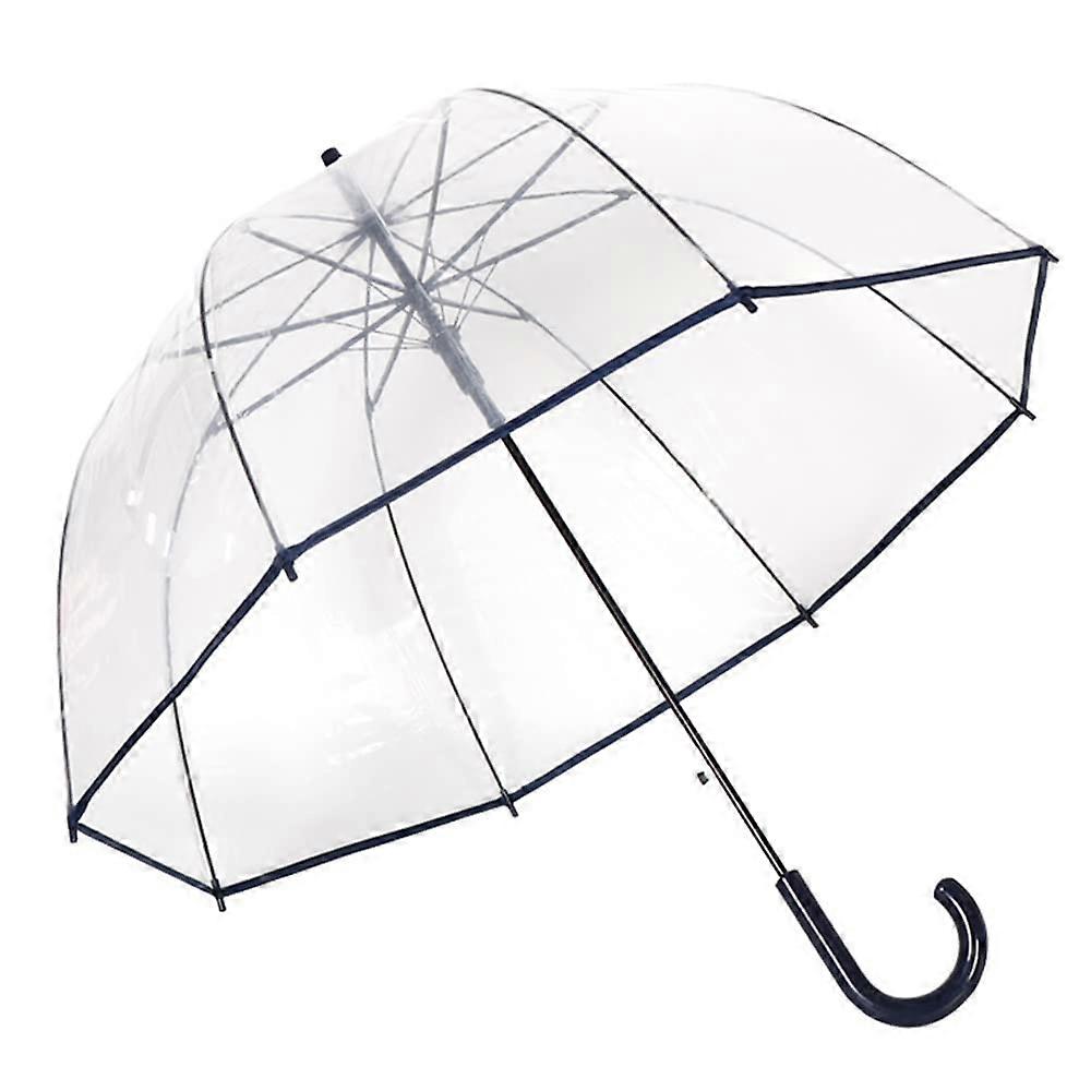 Clear Bubble Umbrella Curved Handle Sturdy Plastic Transparent Dome 8 Ribs Auto Open Stick Umbrella