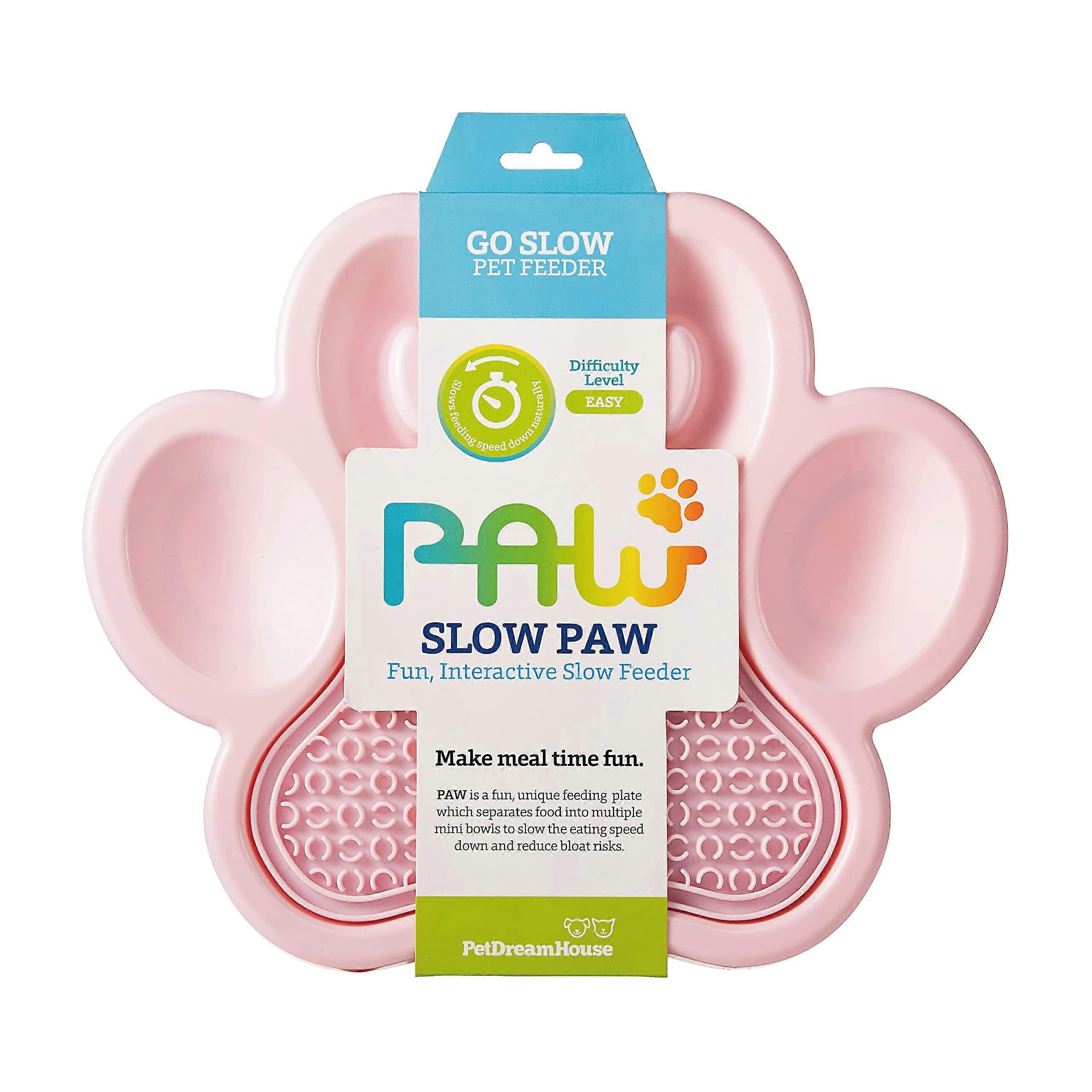 PAW 2-in-1 Slow Feeder Interactive Bowl and Removable Lick Mat Pad Dogs, for Puppies or Cats, Controls Fast Eating Anti Bloating - Pink