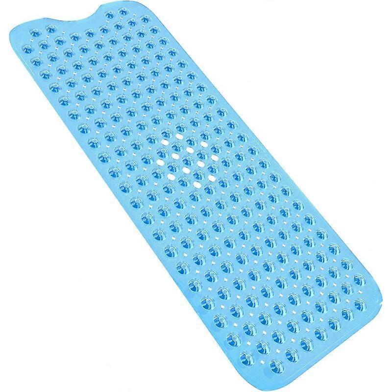 Non-Slip Bath Mat Non-Slip Bath Mat Extra Long Bath Mat, Non-Slip Bath Mat, Anti-Slip Shower Mat with Suction Cup 100 40cm (Transparent Blue)