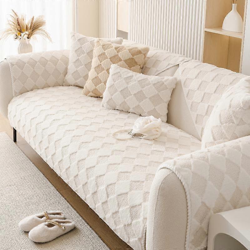 Winter Sofa Cover Thicken Plush Checkered Non-Slip Couch Cushion for Living Room Universal Sofa Cover Backrest Towel Sofa Mat