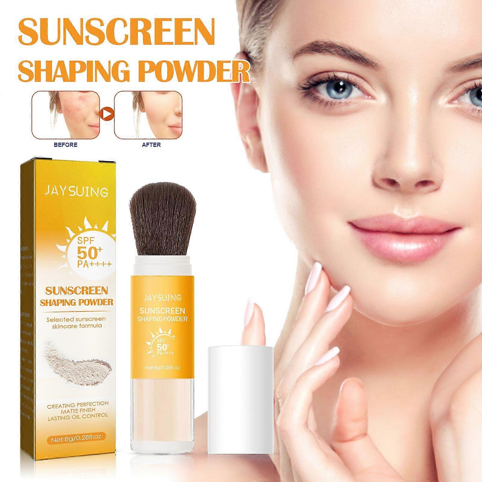 Mineral Sunscreen Setting Powder with Brush, SPF50 Long-Lasting Sunscreen Setting Powder, Oil Control Natural Matte Finish