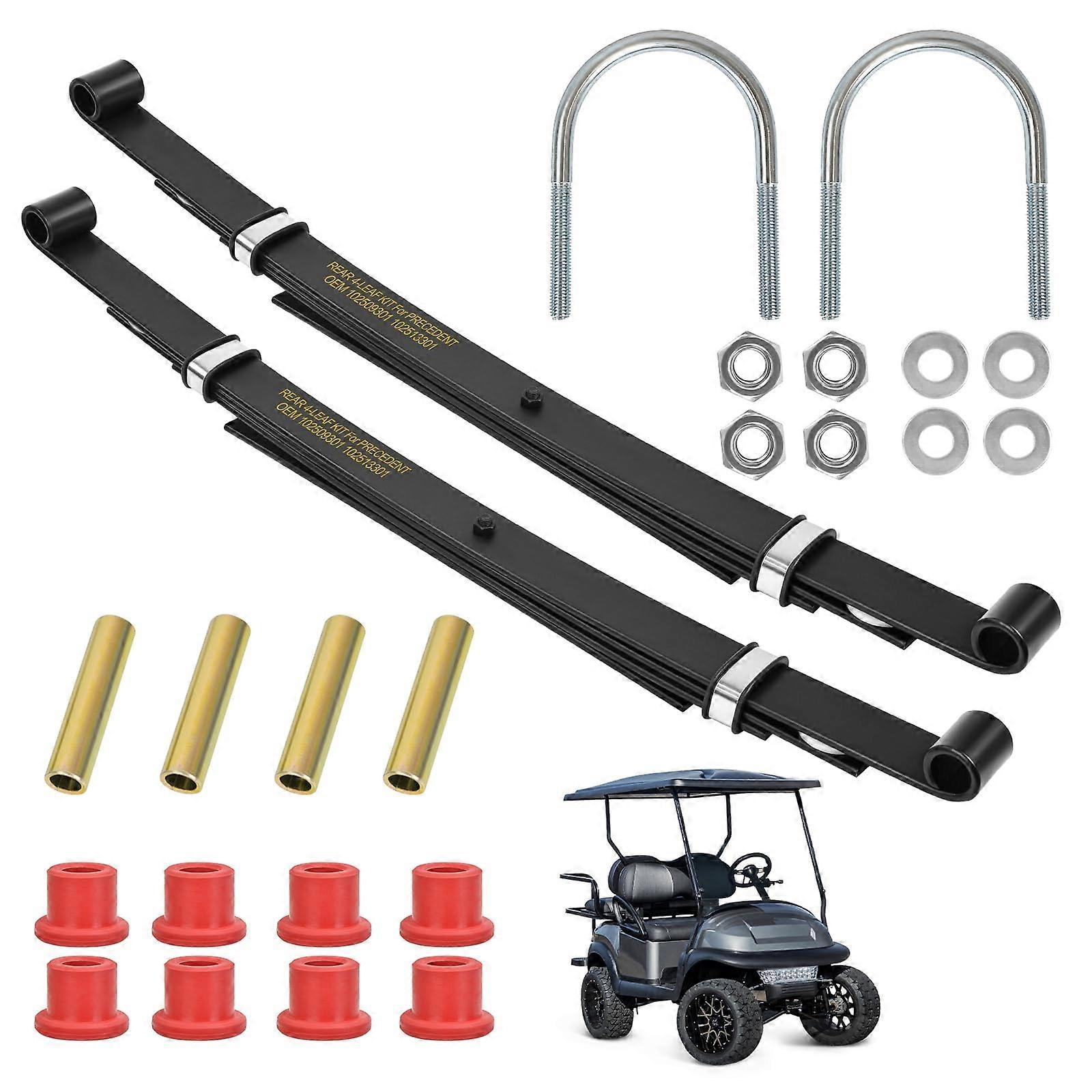 Golf Cart Rear Leaf Springs Kit Heavy Duty for Club Car Precedent Onward 2004-Up, 4-Leaf Design with Bushings U Bolts