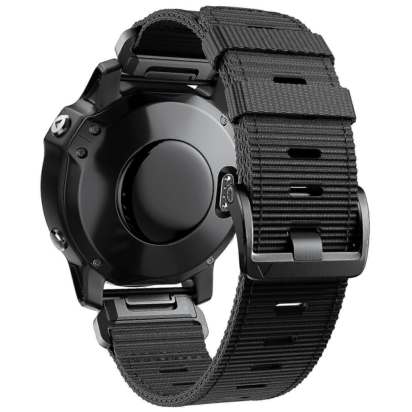 Garmin Fenix 7X 6X 5X 8 Compatible 26mm Nylon Quickfit Watch Band for Tactix 7 Descent MK1 MK2 MK3i Epix Pro Black