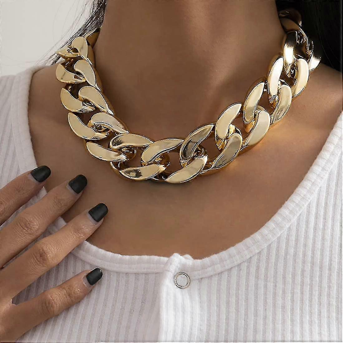 Collier String String Ovale Léger Léger Chunky Déclaration Hip Hop Bijoux