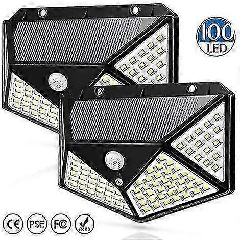 Set Of 2 Solar Spotlights With 100 Leds & Motion Sensor