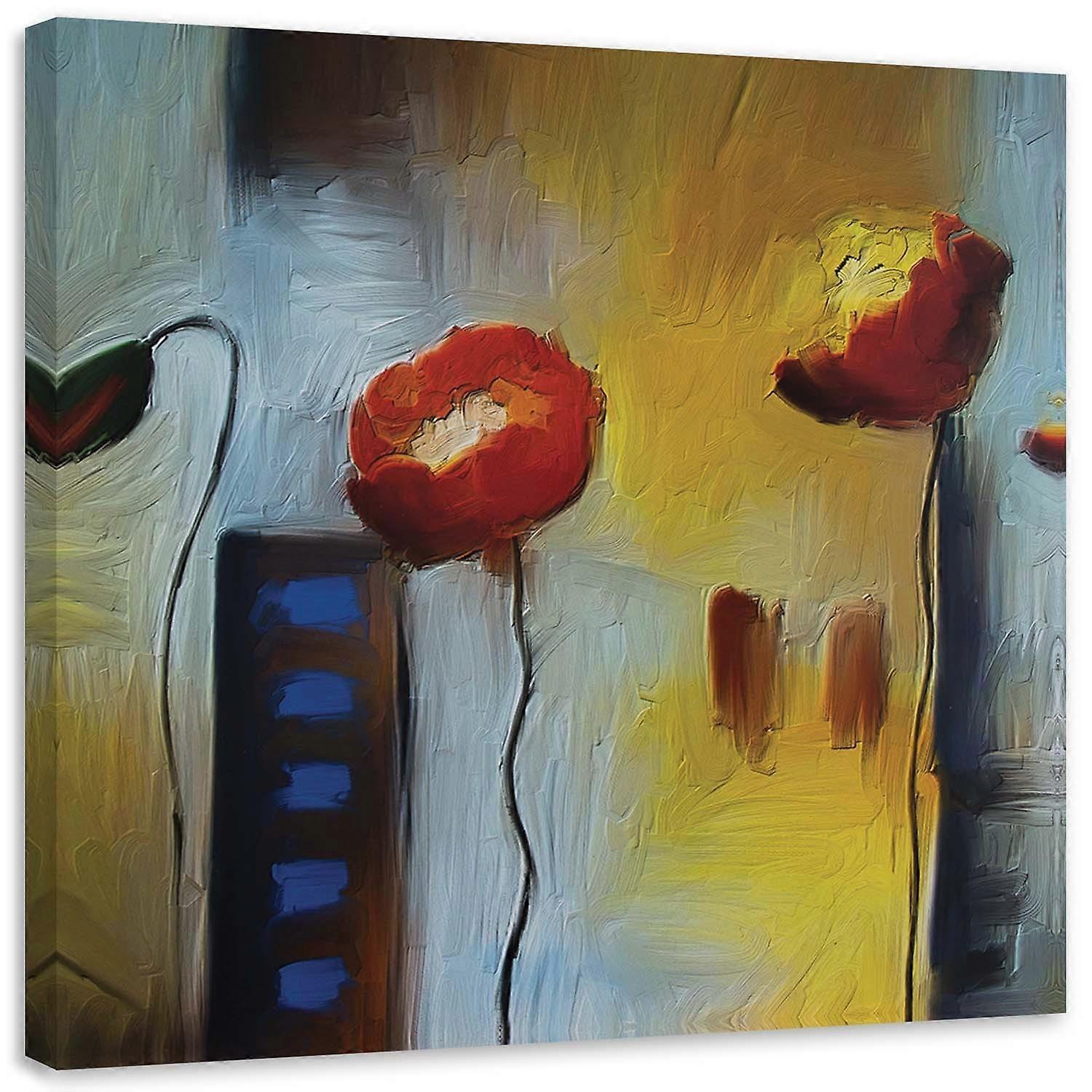 Impression sur toile, Deux coquelicots oranges - 50x50