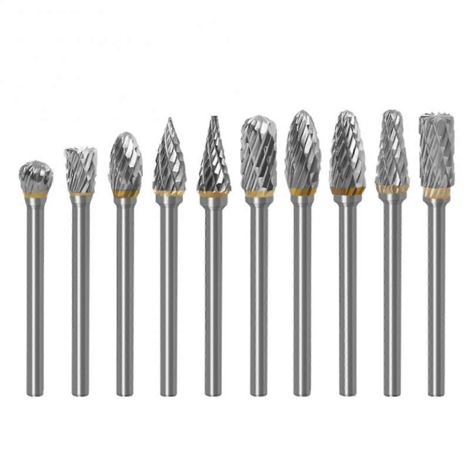 Drill Bit 10pcs 1/8 Inch Shank Tungsten Carbide Milling Cutter Set for Rotary Tools and Diamond Cut Applications