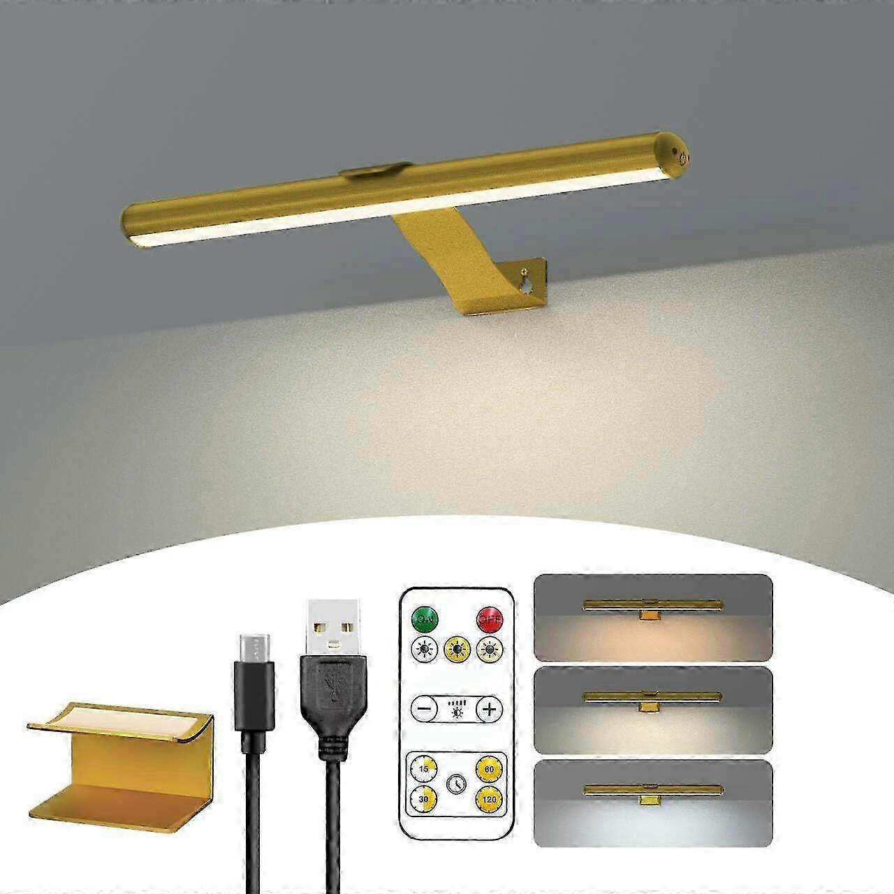 Rechargeable Wireless Picture Light with Remote, 300LM Magnetic Wall Lamp, 3 Modes