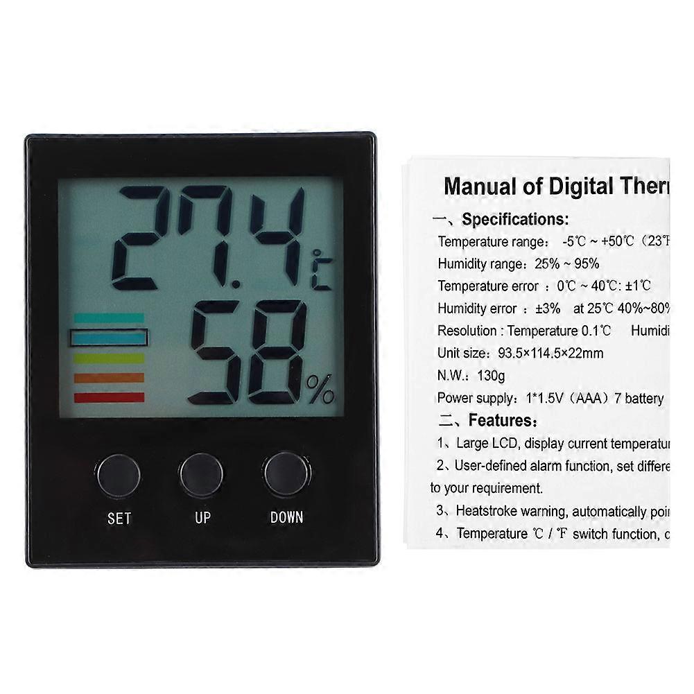 Digital Indoor Thermometer Hygrometer Temperature Humidity Gauge with High Low Temperature Alarm