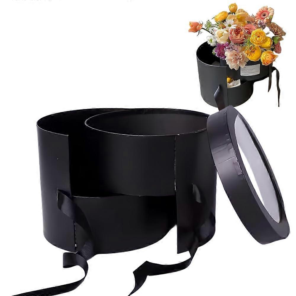 Flower Box with Lid for Arrangements, Double Layers Rotating Drawer Luxury Round Gift Boxes, 1 Set