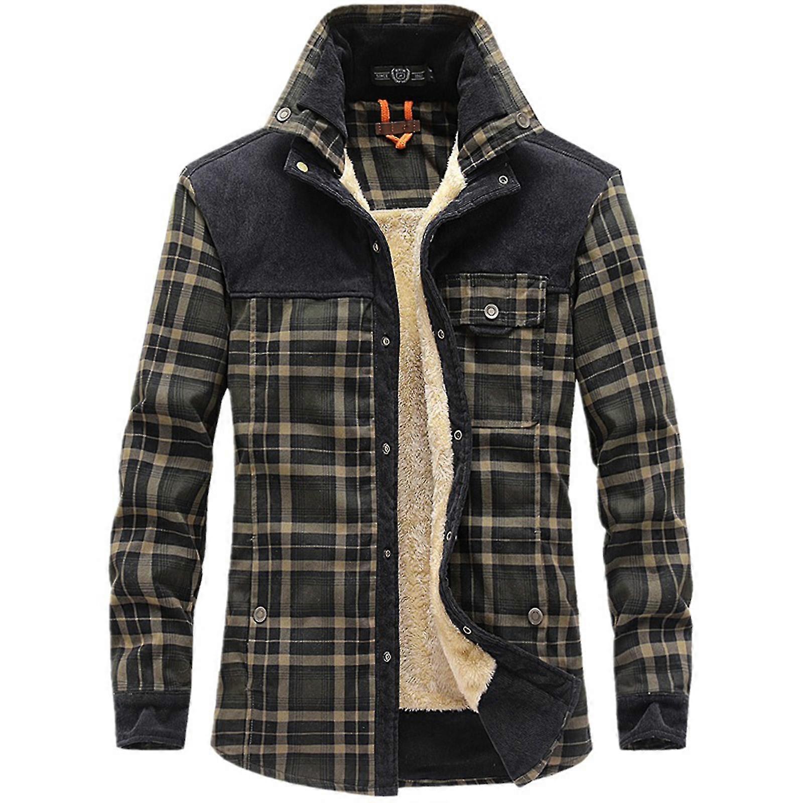 Giacca da uomo Wanderer, giacca in flanella Overland, camicie in pile caldo a maniche lunghe, camicie a quadri da uomo, per feste e tempo libero