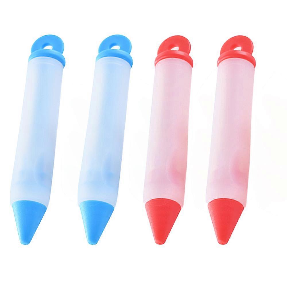 Cake Decorating Pen Set Silicone Writing Pen With 4 Icing Patterns 2 Red + 2 Blue