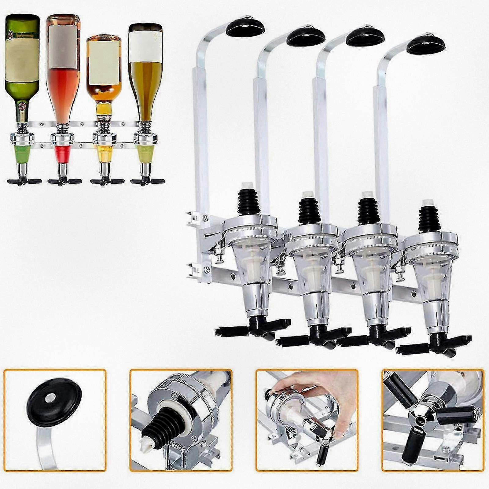 4 Bottle Optics for Bar, Mounted Wall Alcohol Dispenser Set for 30ml, Suitable for Various Brands