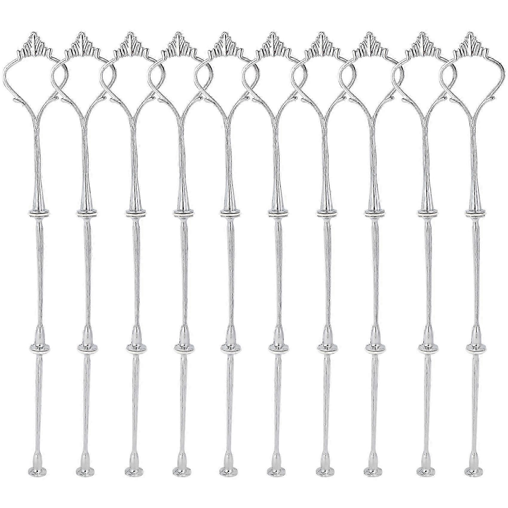 10 Sets 2/3 Tier Silver Cake Plate Stand Holder, Stackable Dessert Display Rack Fittings