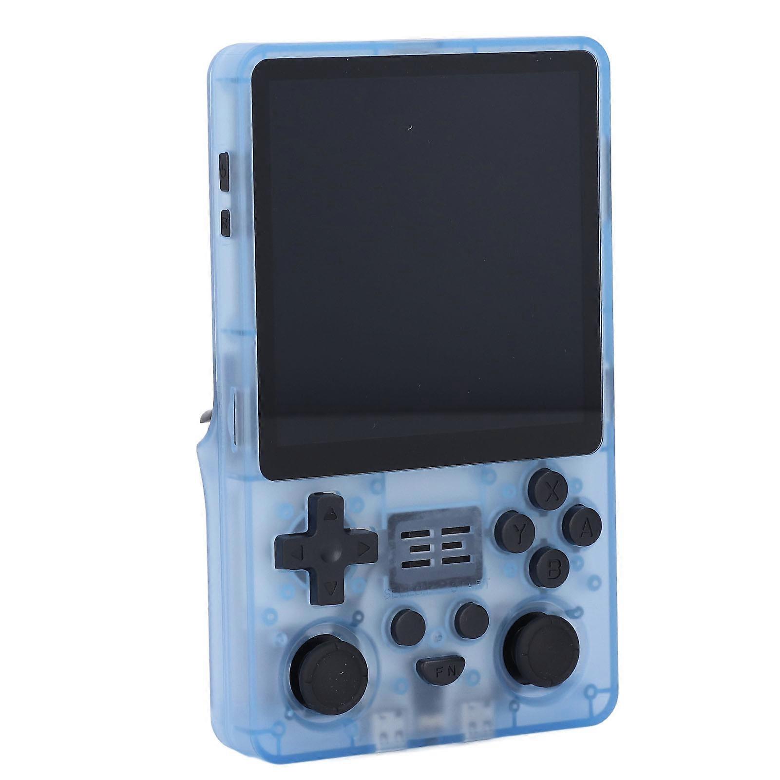 RGB20SX Handheld Game Console 4 Inch HD Screen Support 11 Emulators Portable Game Player for Kids Blue Transparent 16G+64G 